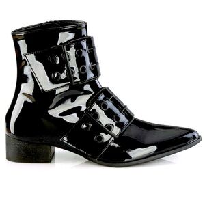 MEN’S Gothic Winklepicker Pointed Toe Patent Leather Ankle Boots (size 10)